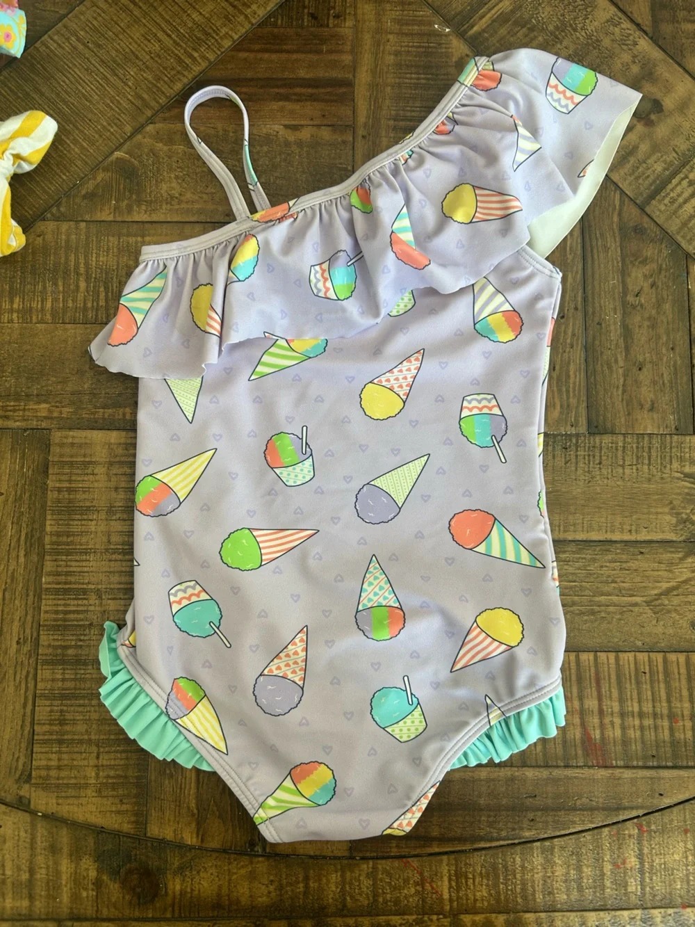 Ruffle Butts Pastel Ice Cream Print Girls' Swimsuit
